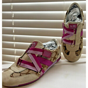 COACH JULI women's slip on Sneakers TAN / Pink Lavender SHOES SIZE 8.5 M